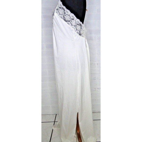 Vintage Lorraine Maxi Sleeveless Nightgown Satin Off White Lace Sz M Women's USA - Picture 4 of 9